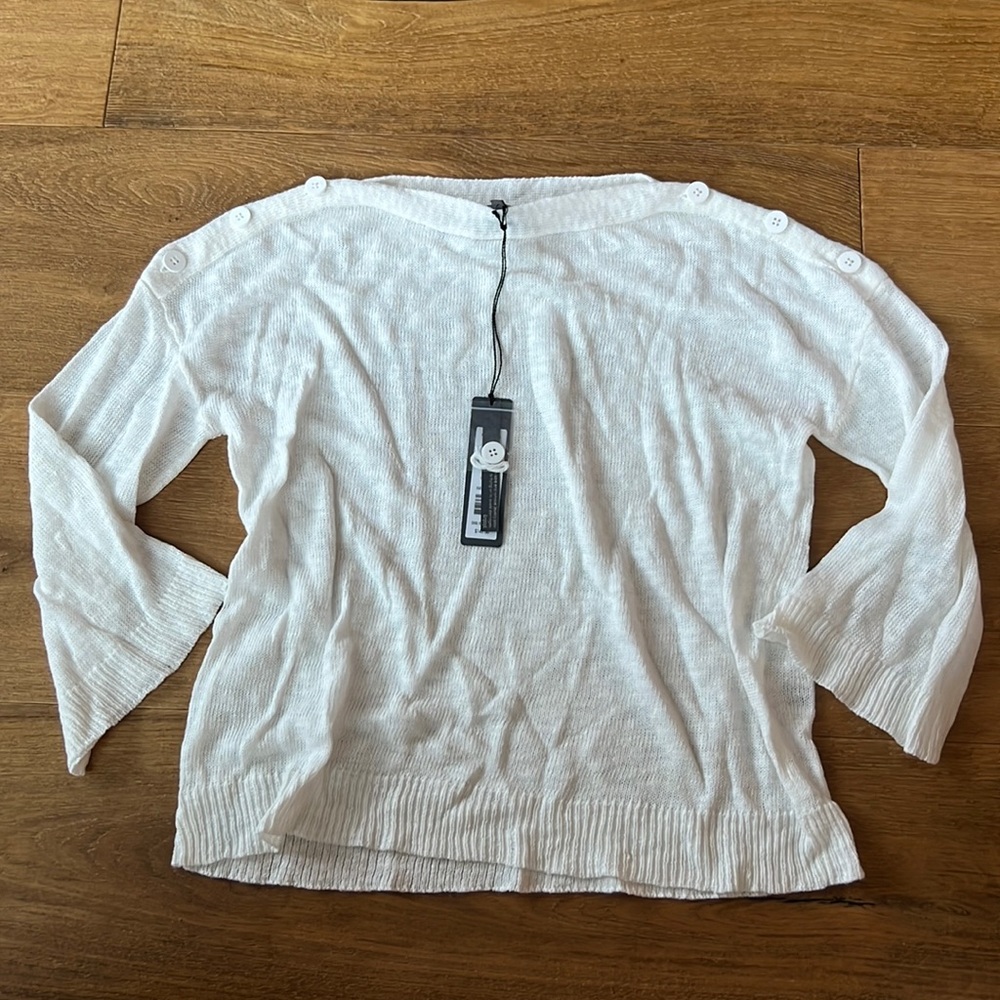 NWT Micheal Stars White Button Sweater size small